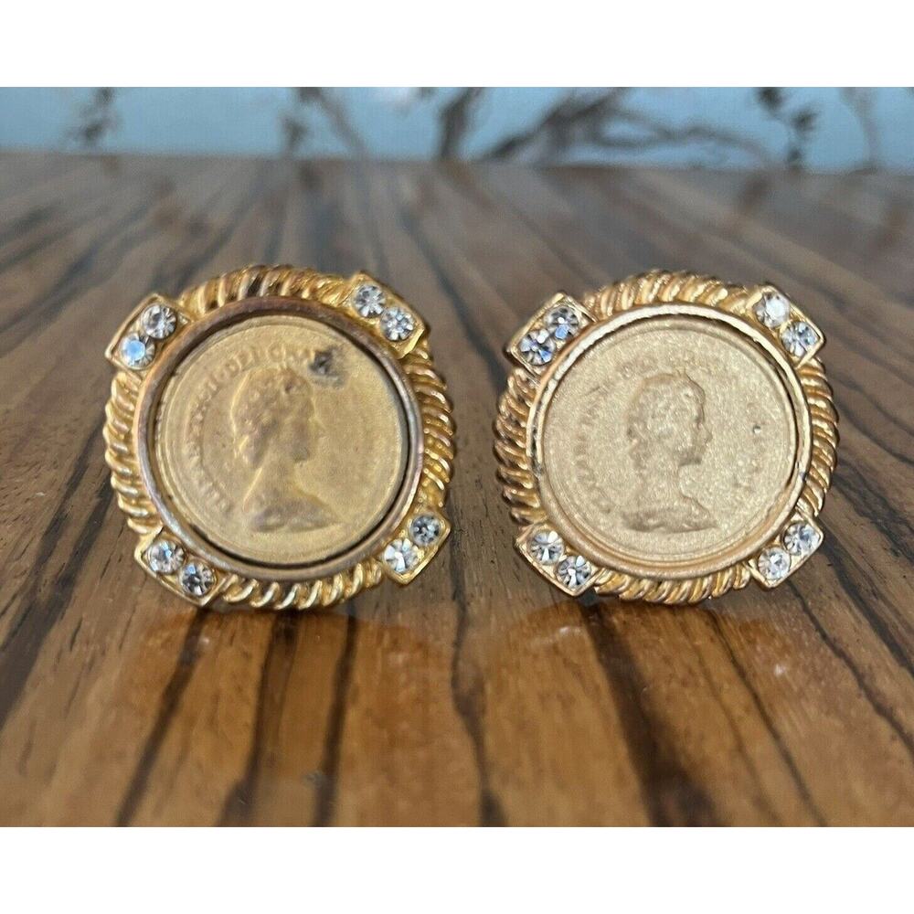 Vintage Queen Elizabeth II Regina Coin Earrings
